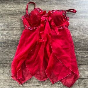VS Cherry Embroidery Petal Chiffon Babydoll Size 36C